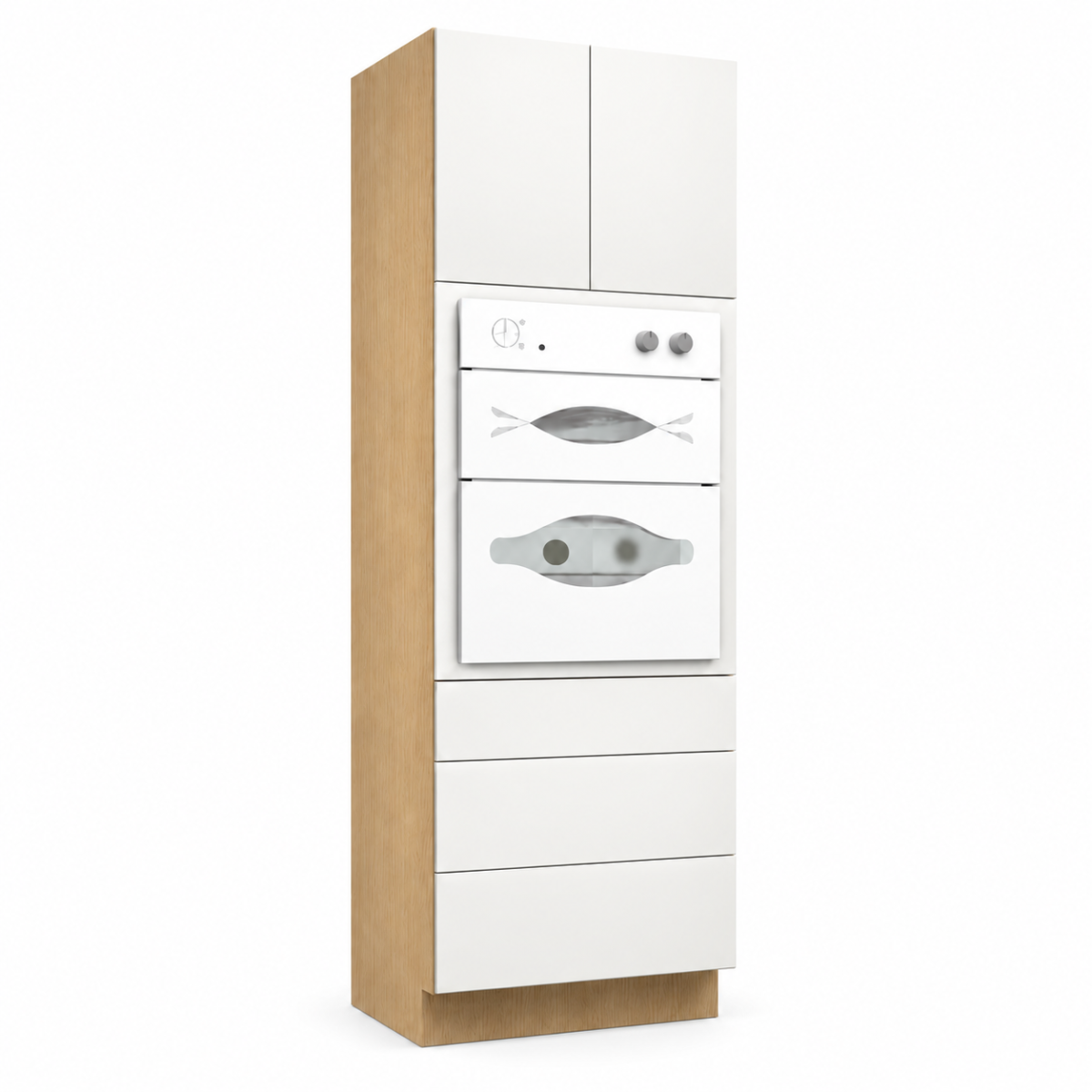 White High Gloss Pantry Double Oven Cabinet 30″