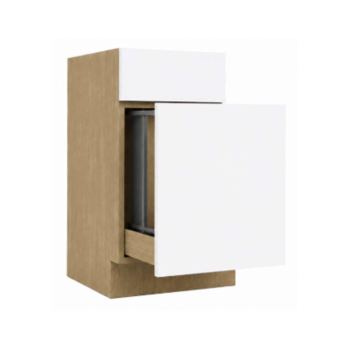 White Matte  Base Waste Pullout Cabinet 18"