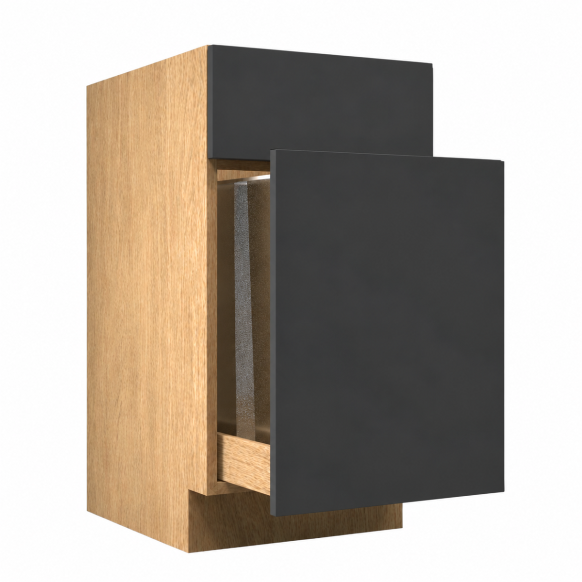 Dark Gray Matte Base Waste Pullout Cabinet 18"