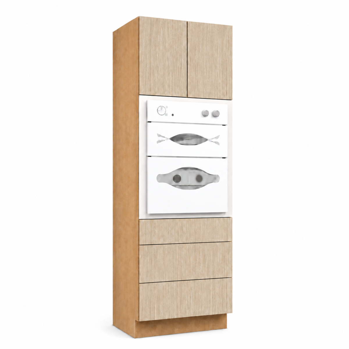 Natural Wood Texture Pantry Double Oven Cabinet 30″