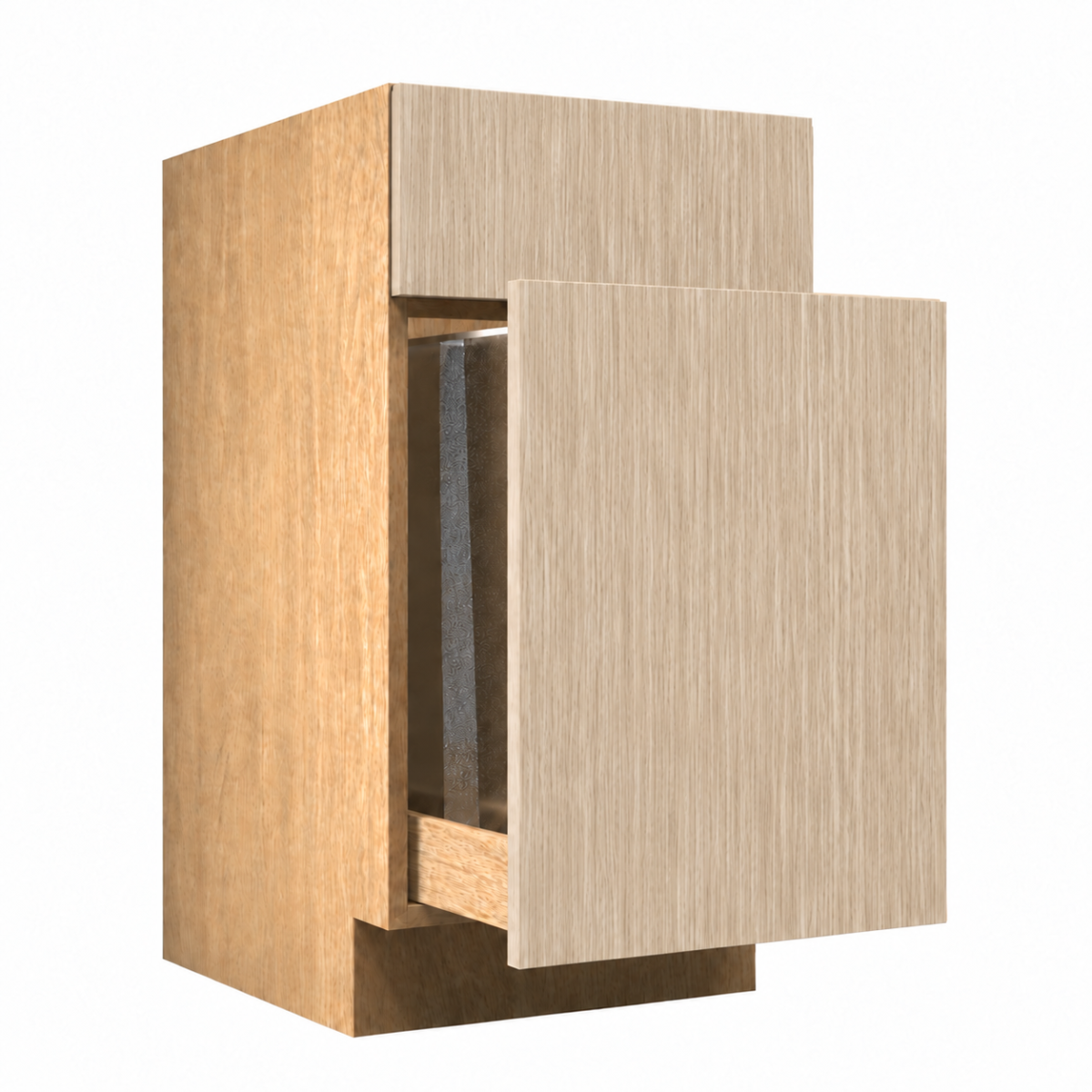 Natural Wood Texture Base Waste Pullout Cabinet 18"