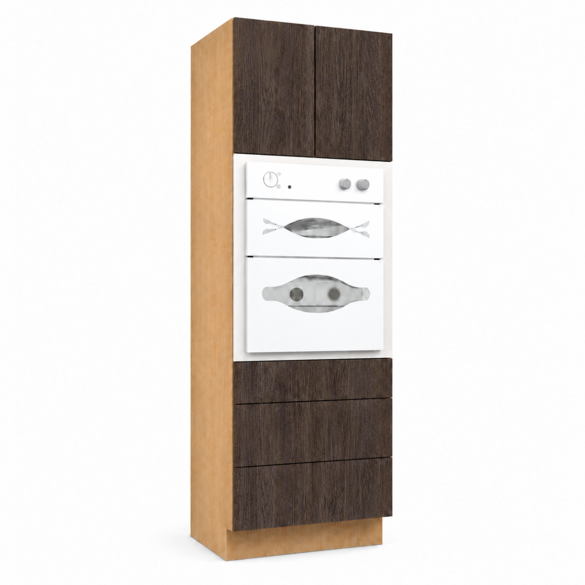 Dark Wood Texture Pantry Double Oven Cabinet 30″
