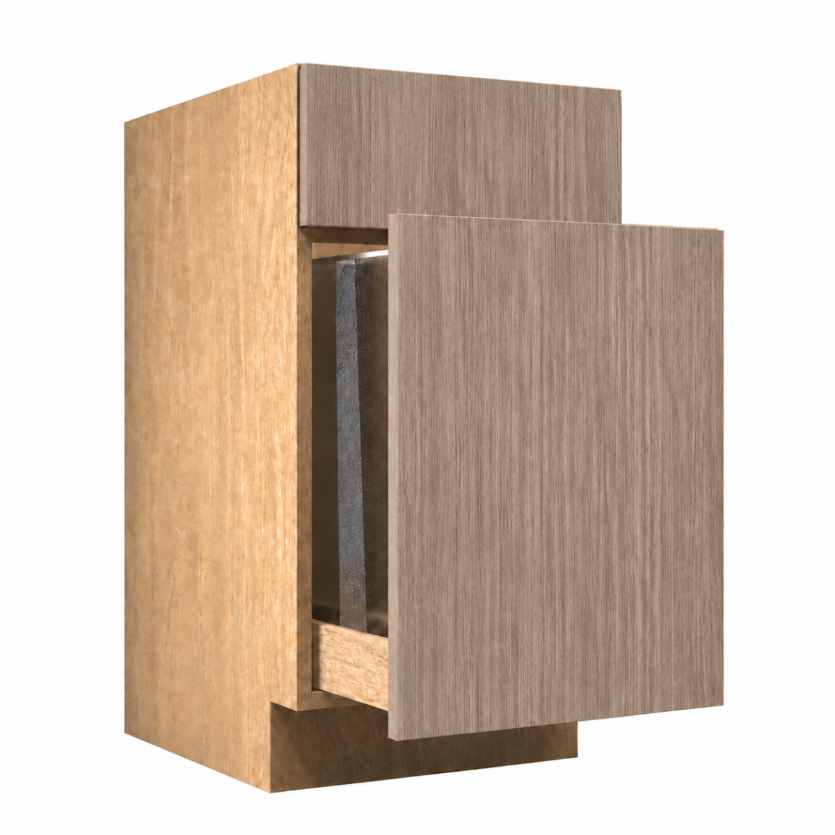 Warm Wood Texture Base Waste Pullout Cabinet 18"