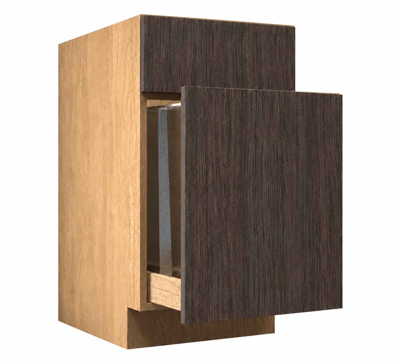 Dark Wood Texture Base Waste Pullout Cabinet 18"