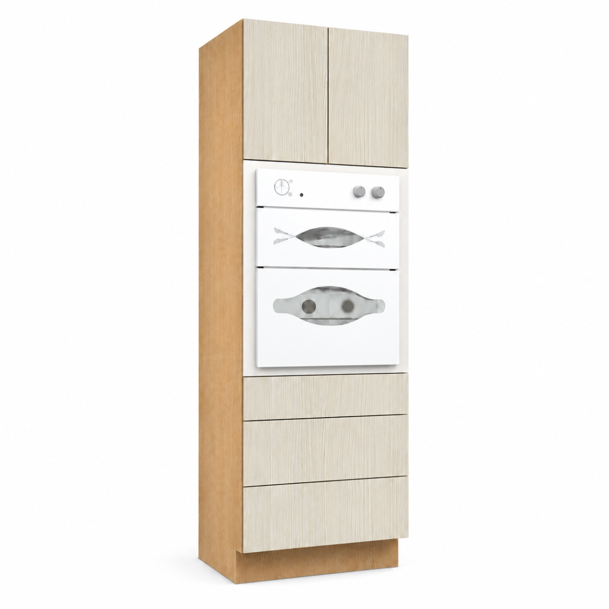 Light Wood Texture Pantry Double Oven Cabinet 30″