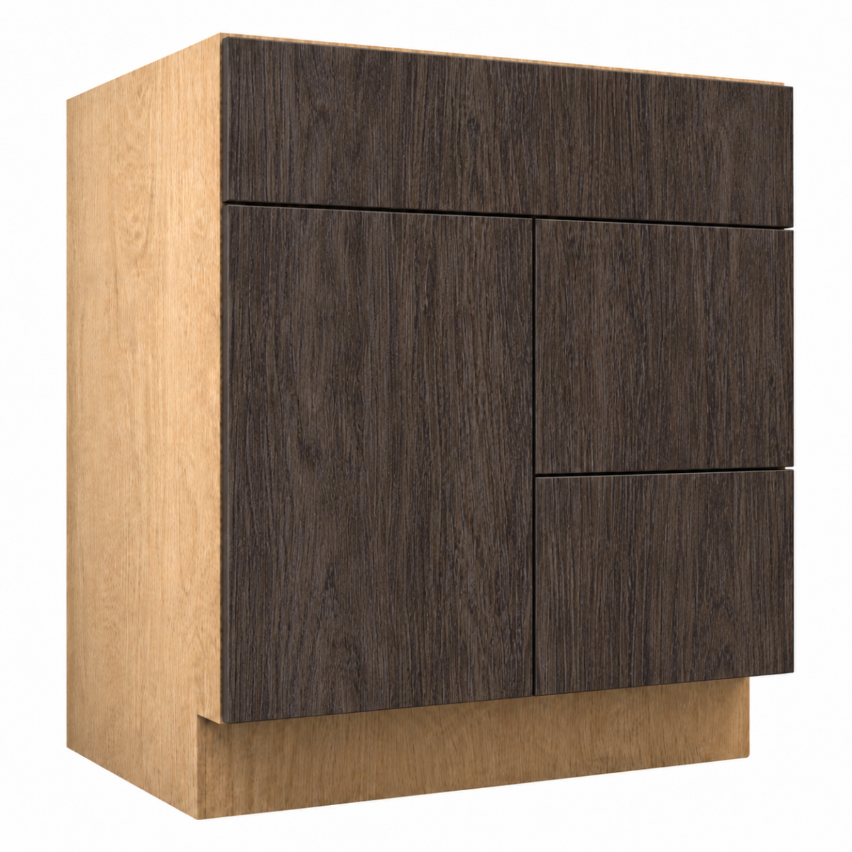 Dark Wood Texture Vanity Sink Drawer Base (Combo)