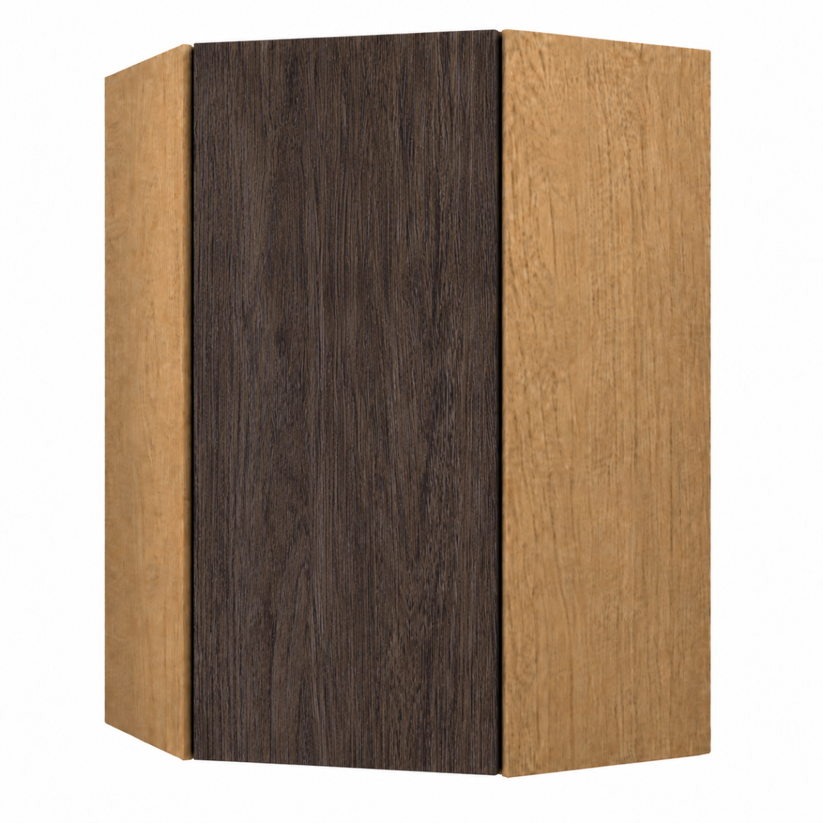 Dark Wood Texture Wall Diagonal Corner Cabinet 30″