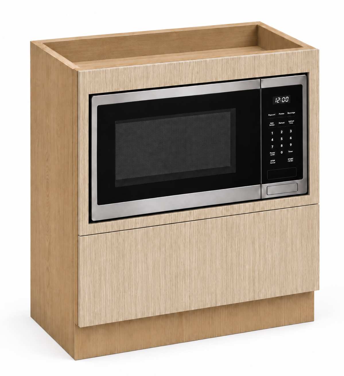 Natural Wood Texture Microwave Base Cabinet 30"