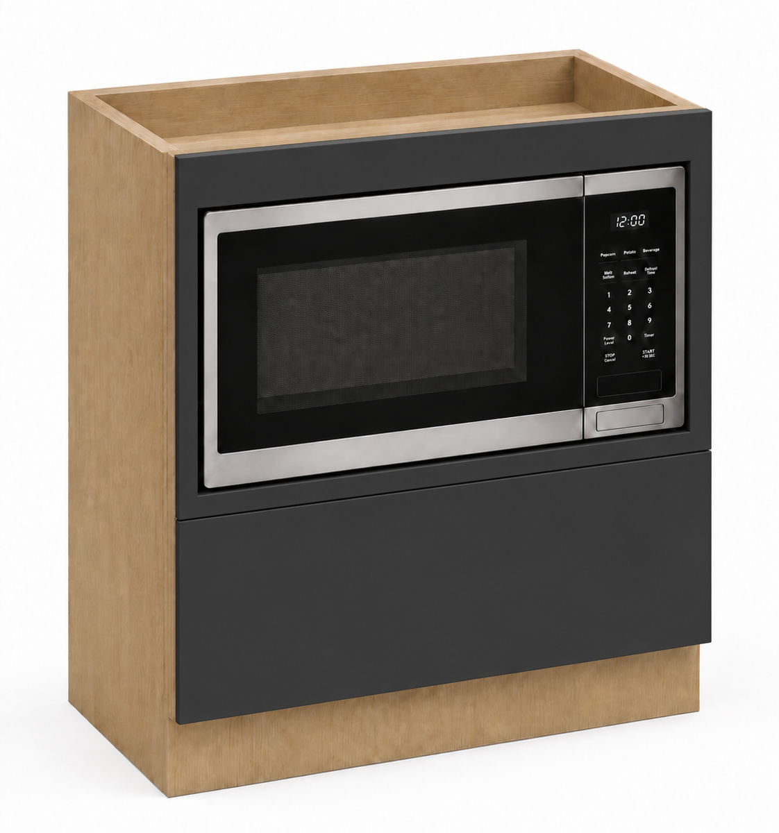 Dark Gray Matte Microwave Base Cabinet 30"