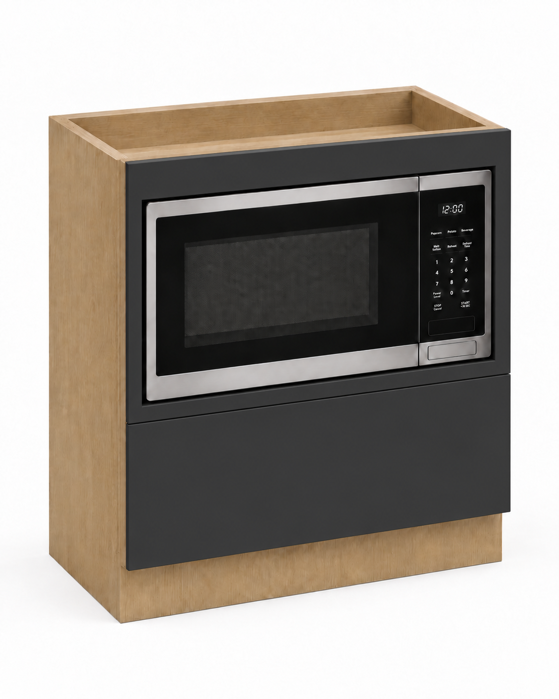 Dark Gray Matte Microwave Base Cabinet 30"