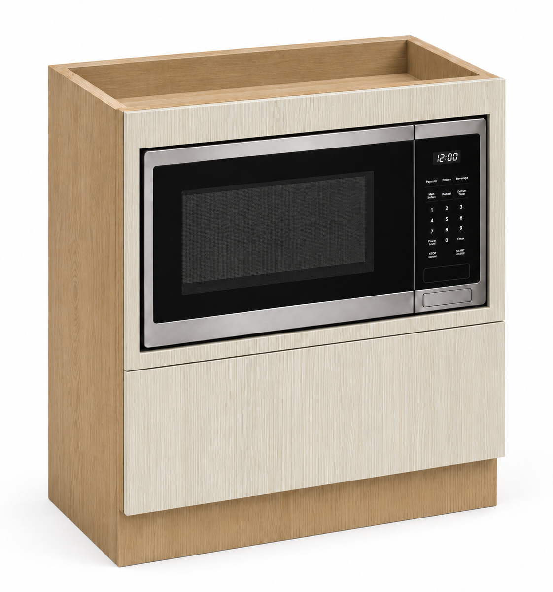 Light Wood Texture Microwave Base Cabinet 30"
