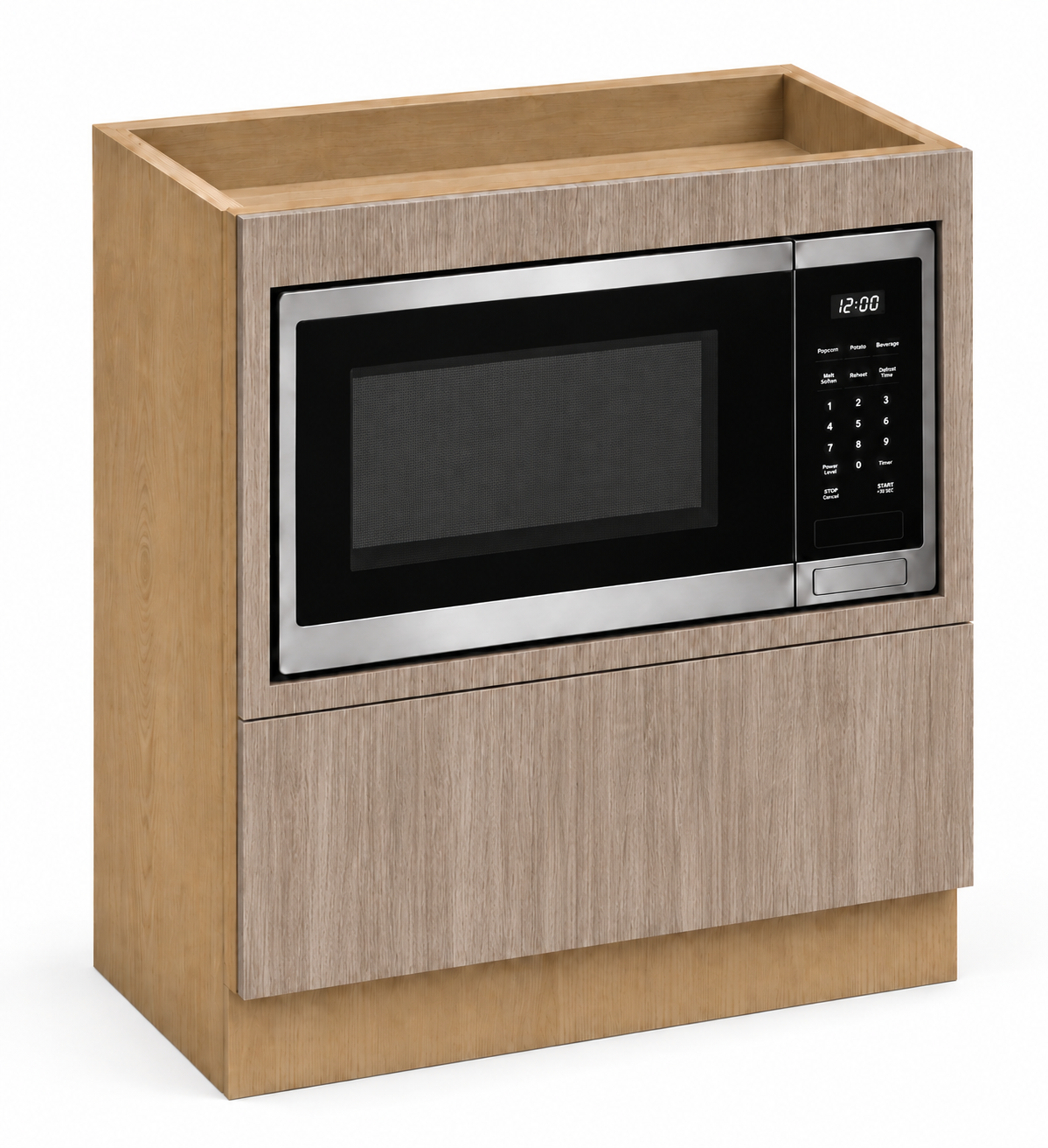 Warm Wood Texture Microwave Base Cabinet 30"