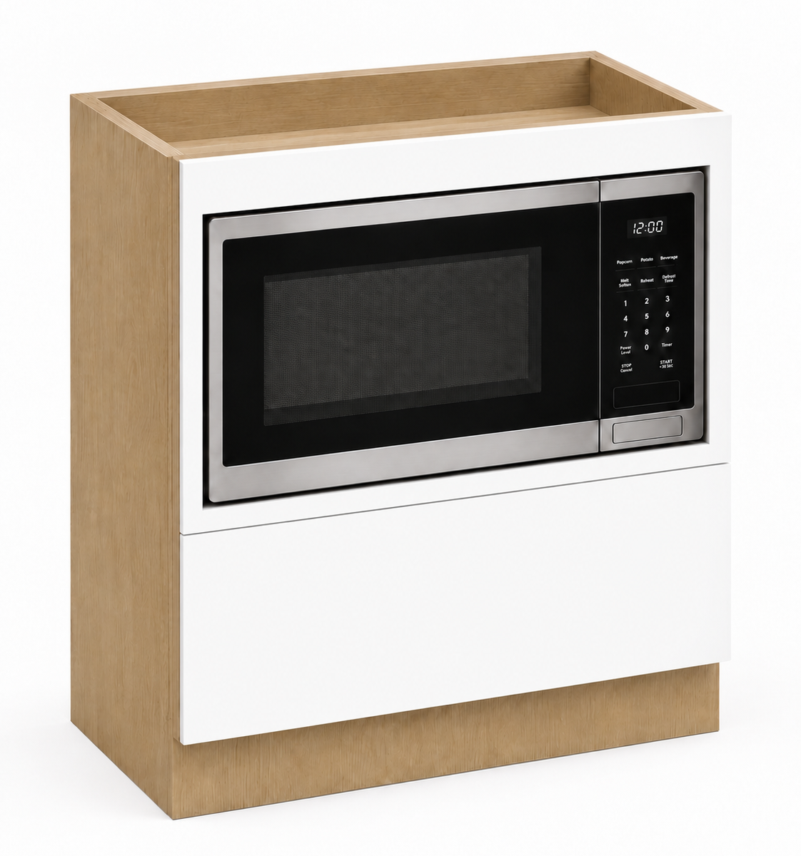 White High Gloss Microwave Base Cabinet 30"
